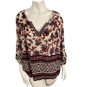 Bila Floral Embroidered Peasant Boho Top Blouse Sz Medium Bohemian Whimsigoth